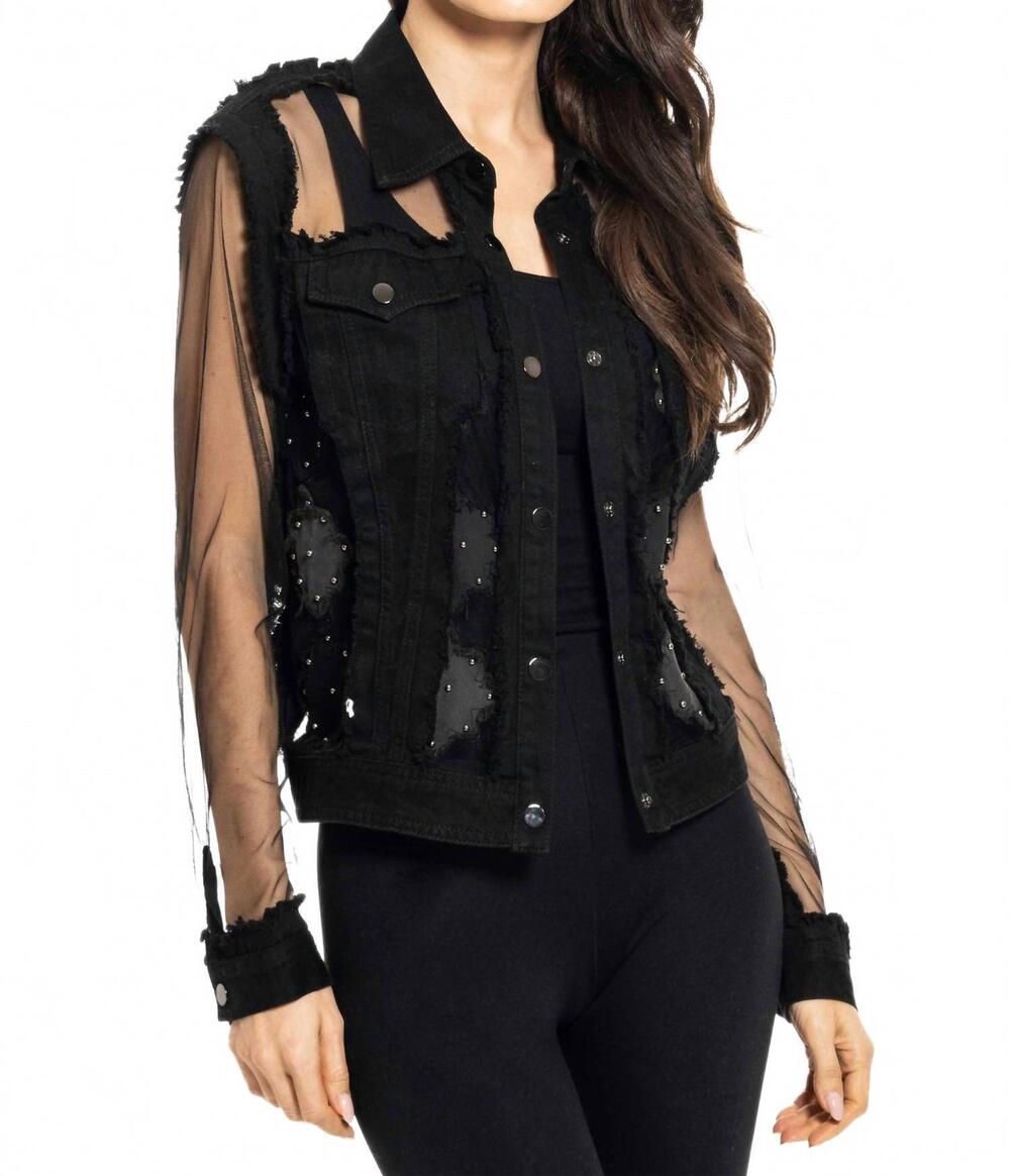 NEW ADORE studded mesh jacket in black denim